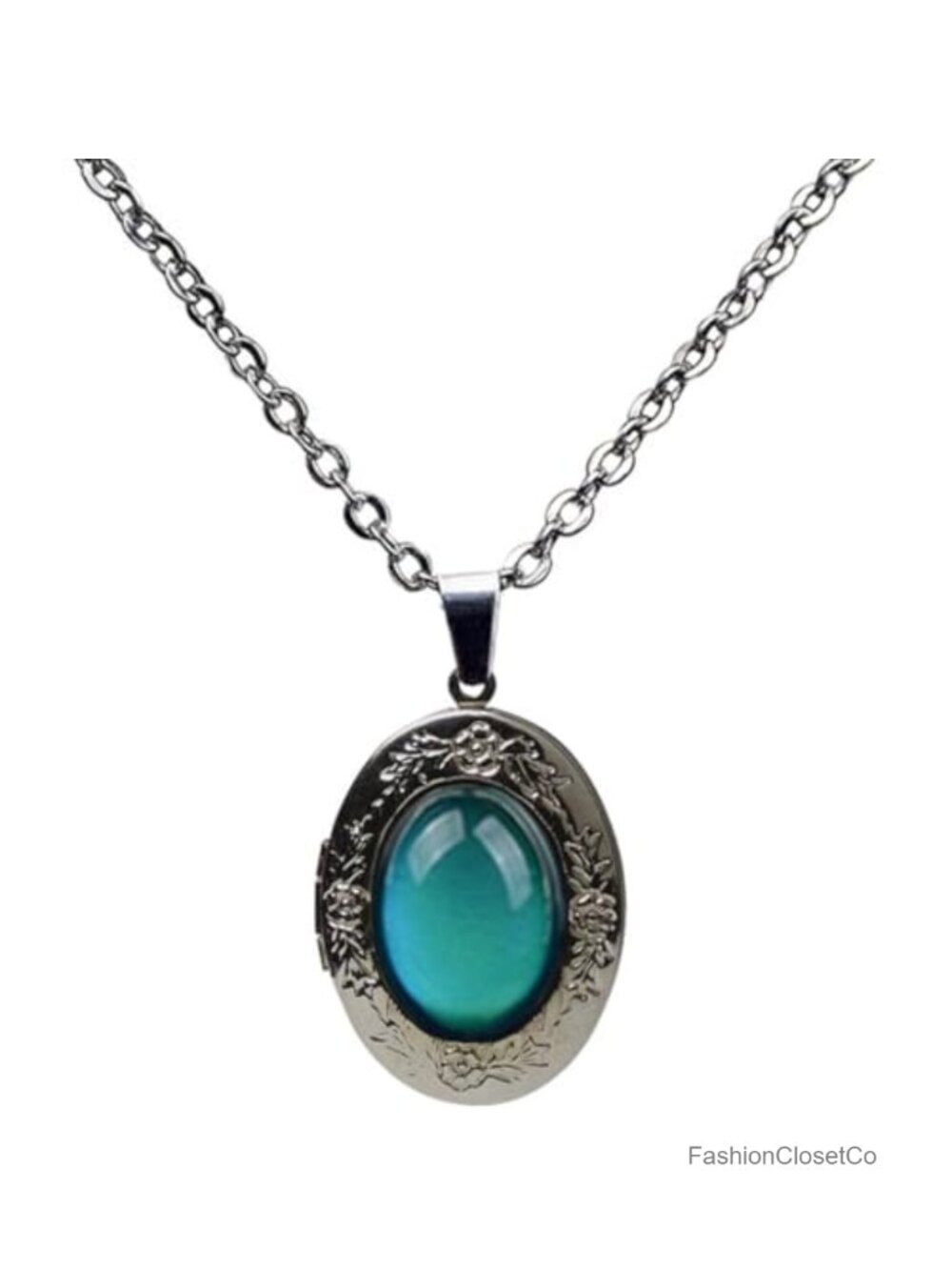 Rhodium Plated Retro Vintage Mood Oval Statement Pendant Necklace